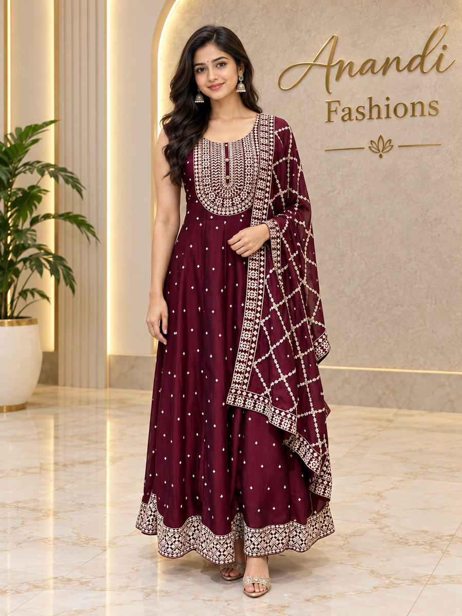 Women’s Party Wear Long Dress with Dupatta
