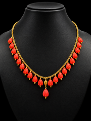 Orange Tulip Flowers Chain Necklace Set
