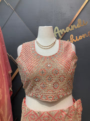 Plus size Pastel Orange lehanga sets