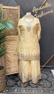 Women's Tissue Palazzo Embroidered Sharara Set