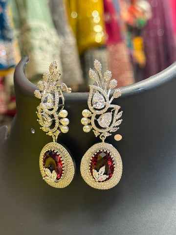 Pretty Party Wear - Silver Finish Earrings
