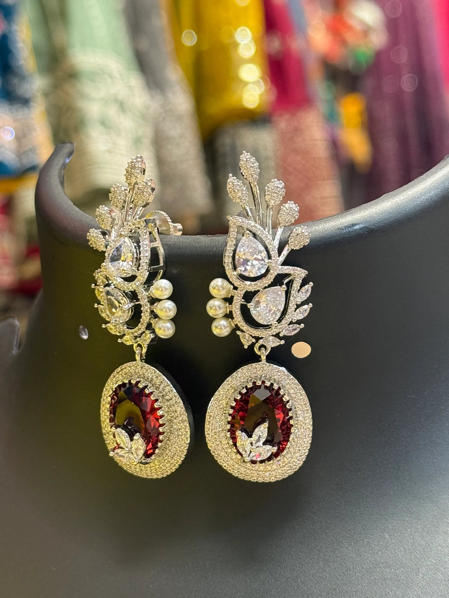 Pretty Party Wear - Silver Finish Earrings