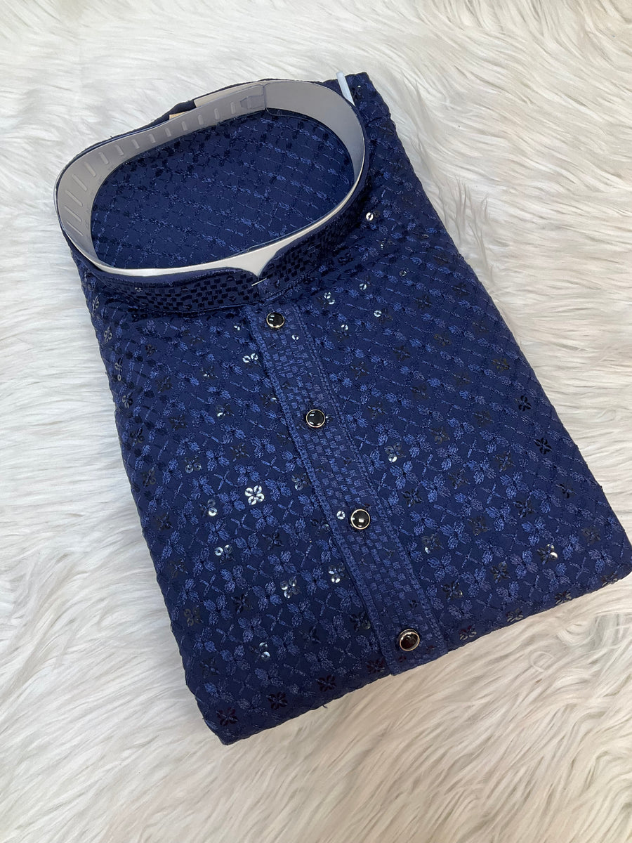 Navy Blue Rayon Chikankari Kurta sets