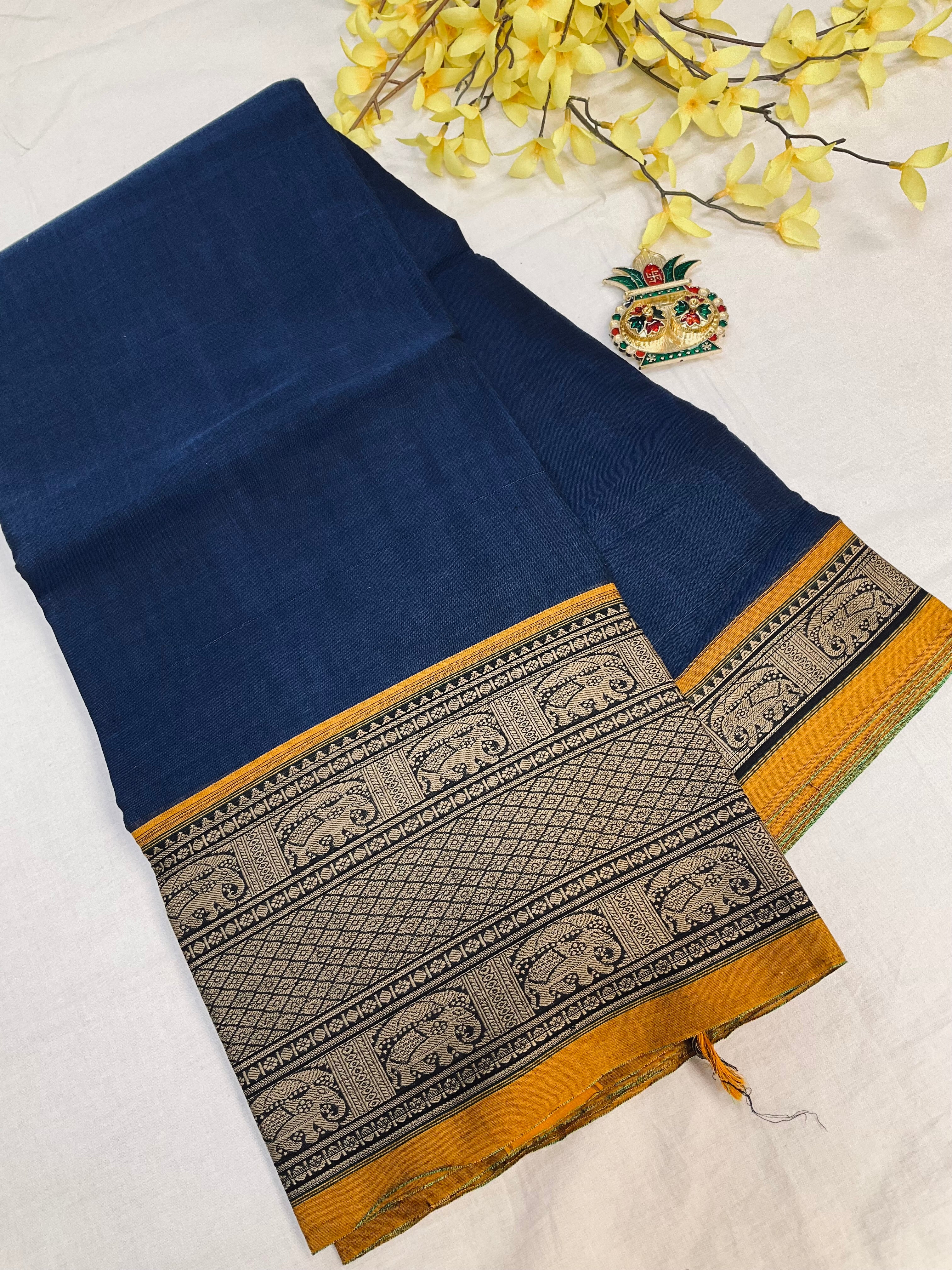 Navy blue narayanpet handloom saree