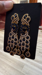 CZ Earrings - Navy Blue