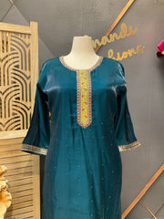 Women’s Teal Blue Kurti Set – Plus Size
