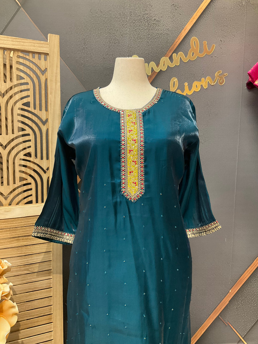Women’s Teal Blue Kurti Set – Plus Size