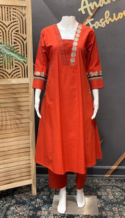 Pure Cotton Orange Kurti set