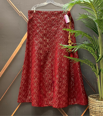 Party Wear Maroon Lehenga Skirt with Sequin Work | Festive