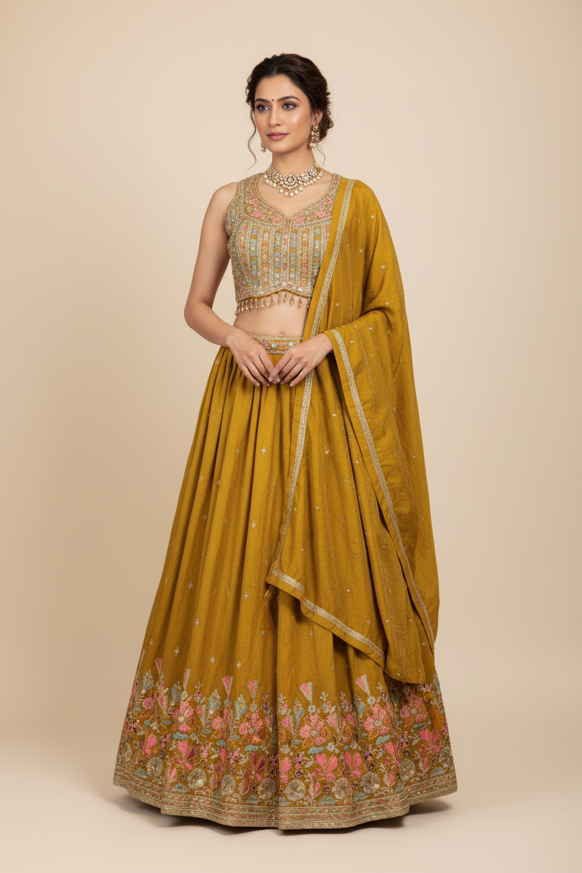 Yellow - Party Wear Lehenga set