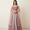 Fancy Satin Silk Lehenga Choli Set with Long Sleeves - 2 Piece Party Wear