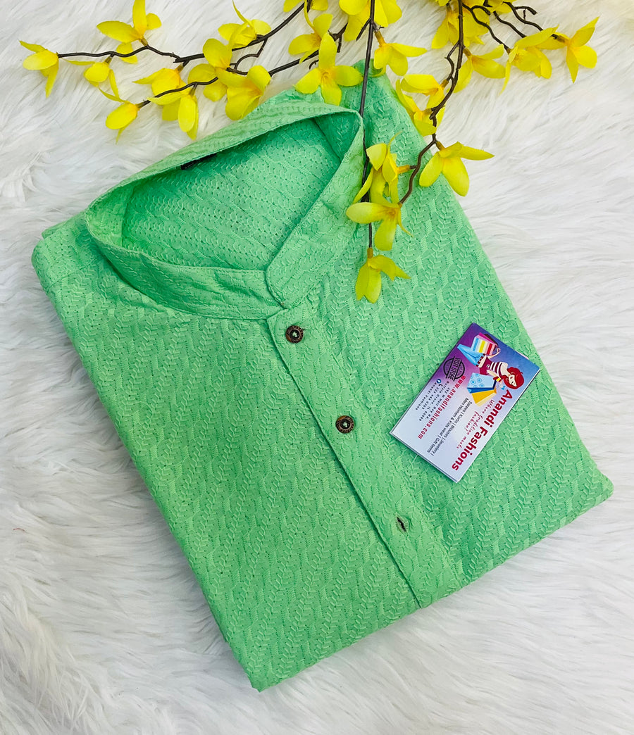 Men’s Pure Cotton Chikankari in Kurta Set - Anandi Fashions