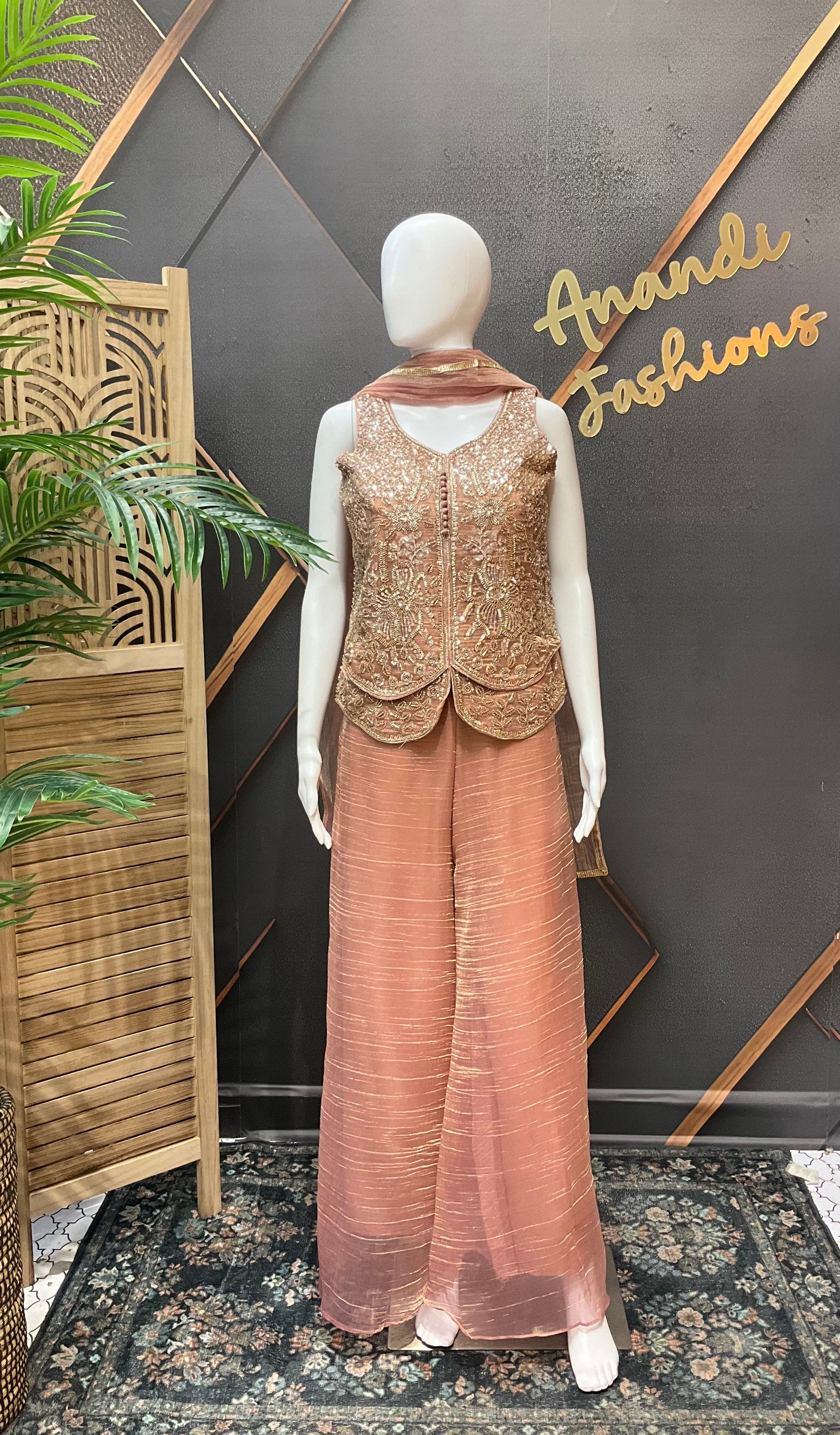 Women’s Pastel Pink Party Wear Palazzo set