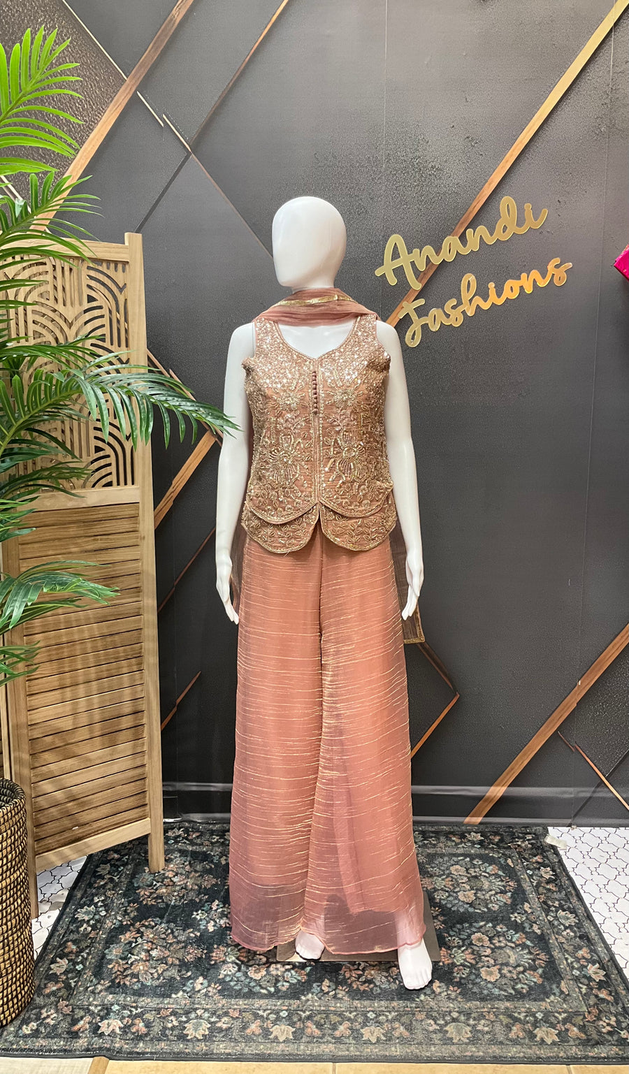 Women’s Pastel Pink Party Wear Palazzo set