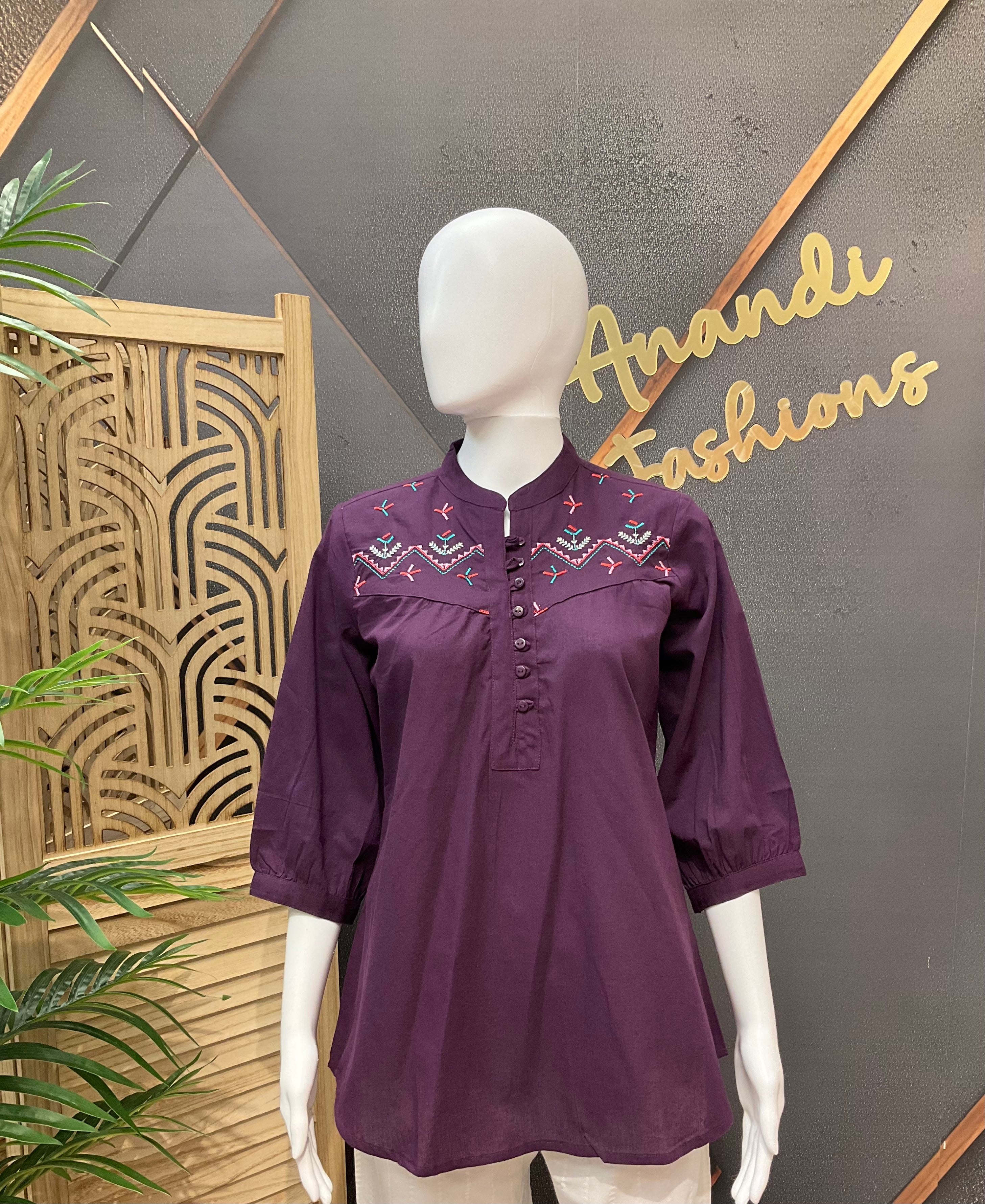 Purple - Cotton short kurti