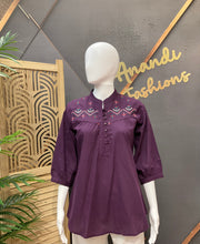 Women’s Purple Cotton Short Kurti