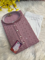 Onion pink Chikankari work men’s kurta set