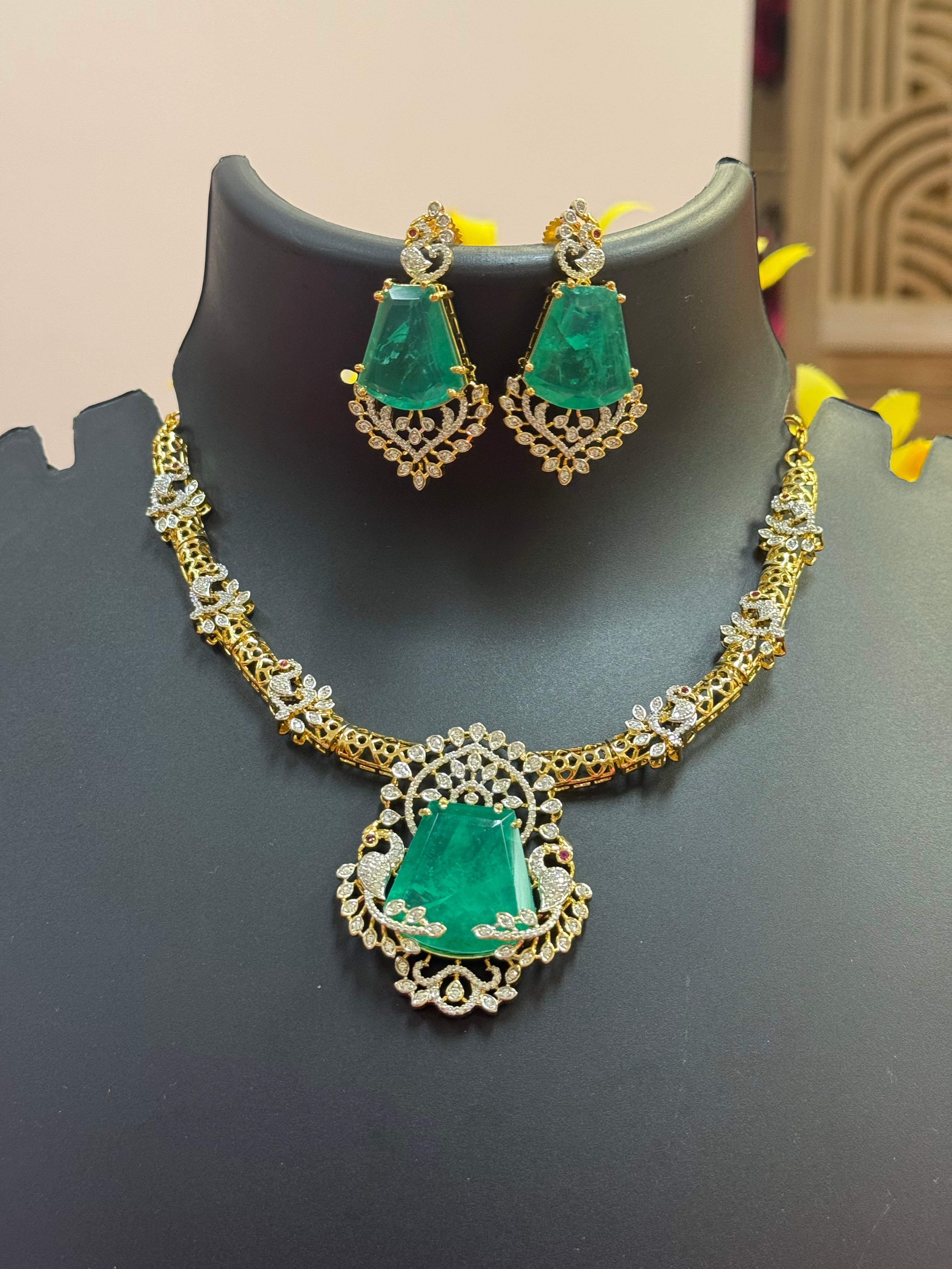 Party Wear Kante Model CZ necklace set