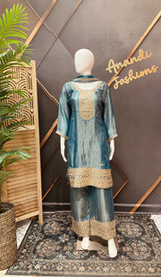 Women’s Pastel Blue Party Wear Palazzo Set