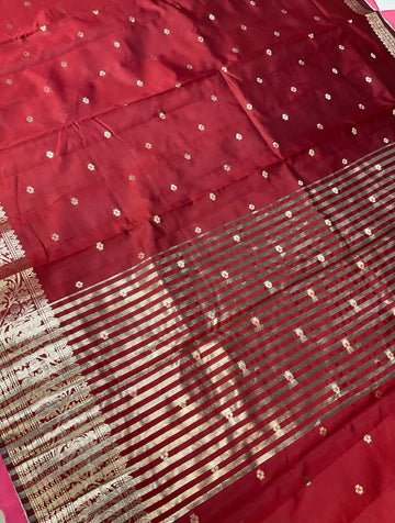 Benarasi Semi Silk Maroon Saree