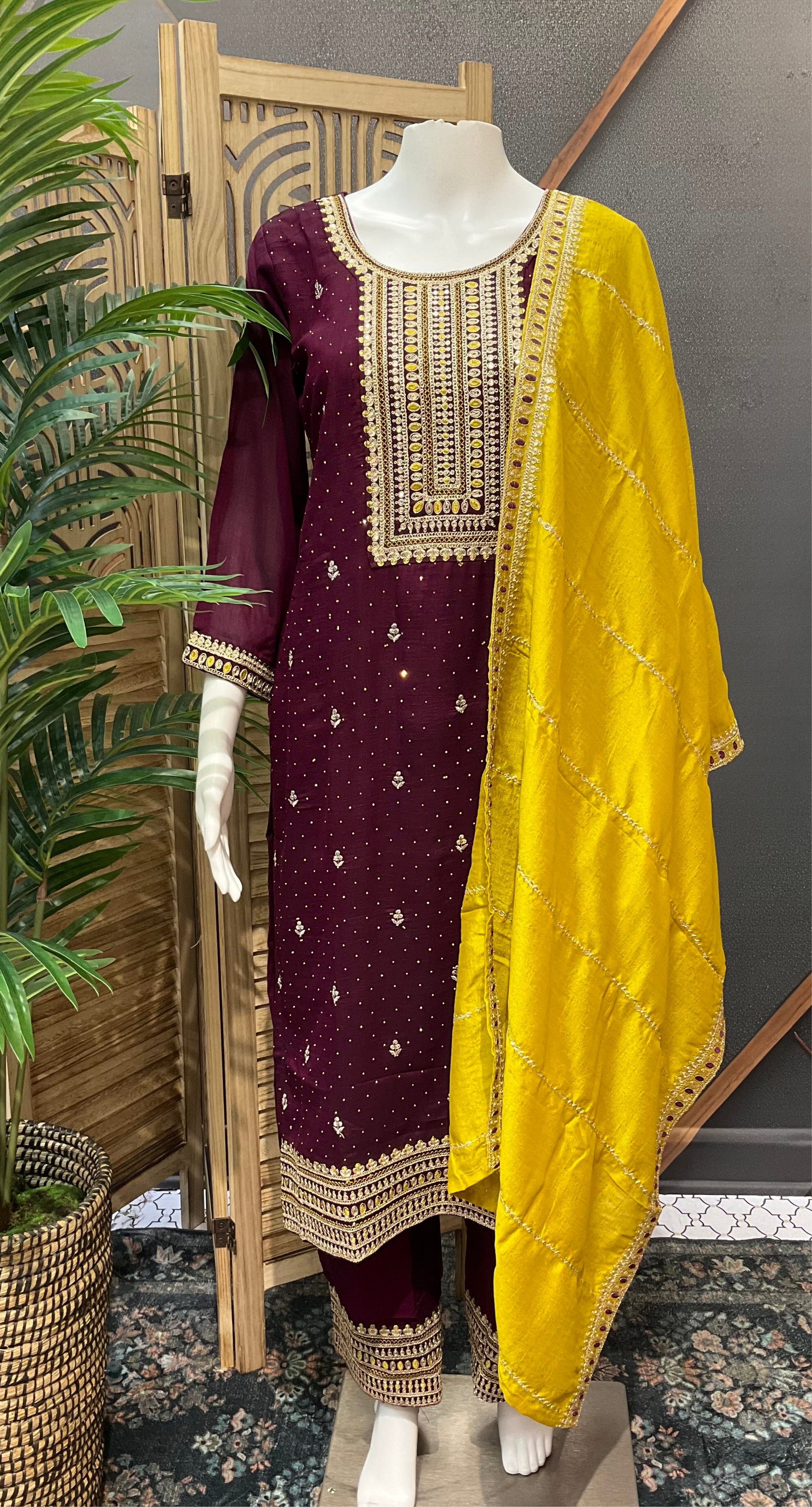 Size 38-Party Wear Chudidhar/Kurti sets with contrast dupatta