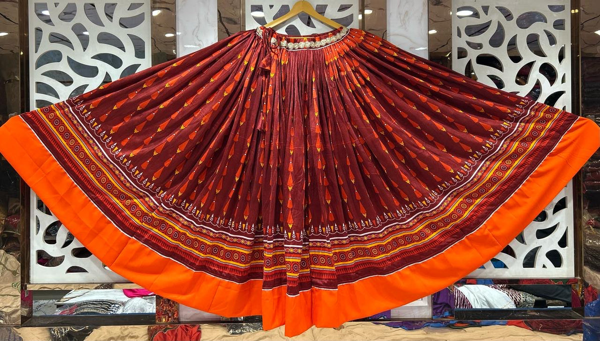 Garba special - Dark Orange Skirt Chaniya- very soft