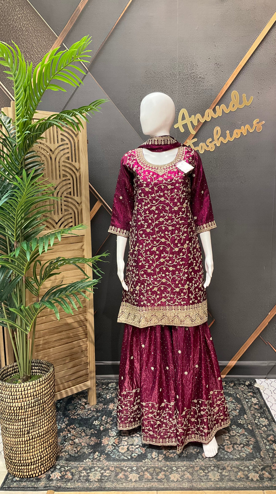 Wine Party Wear Sharara set