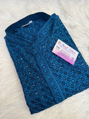 Peacock Blue Sequence Work Men’s Wear Kurta set