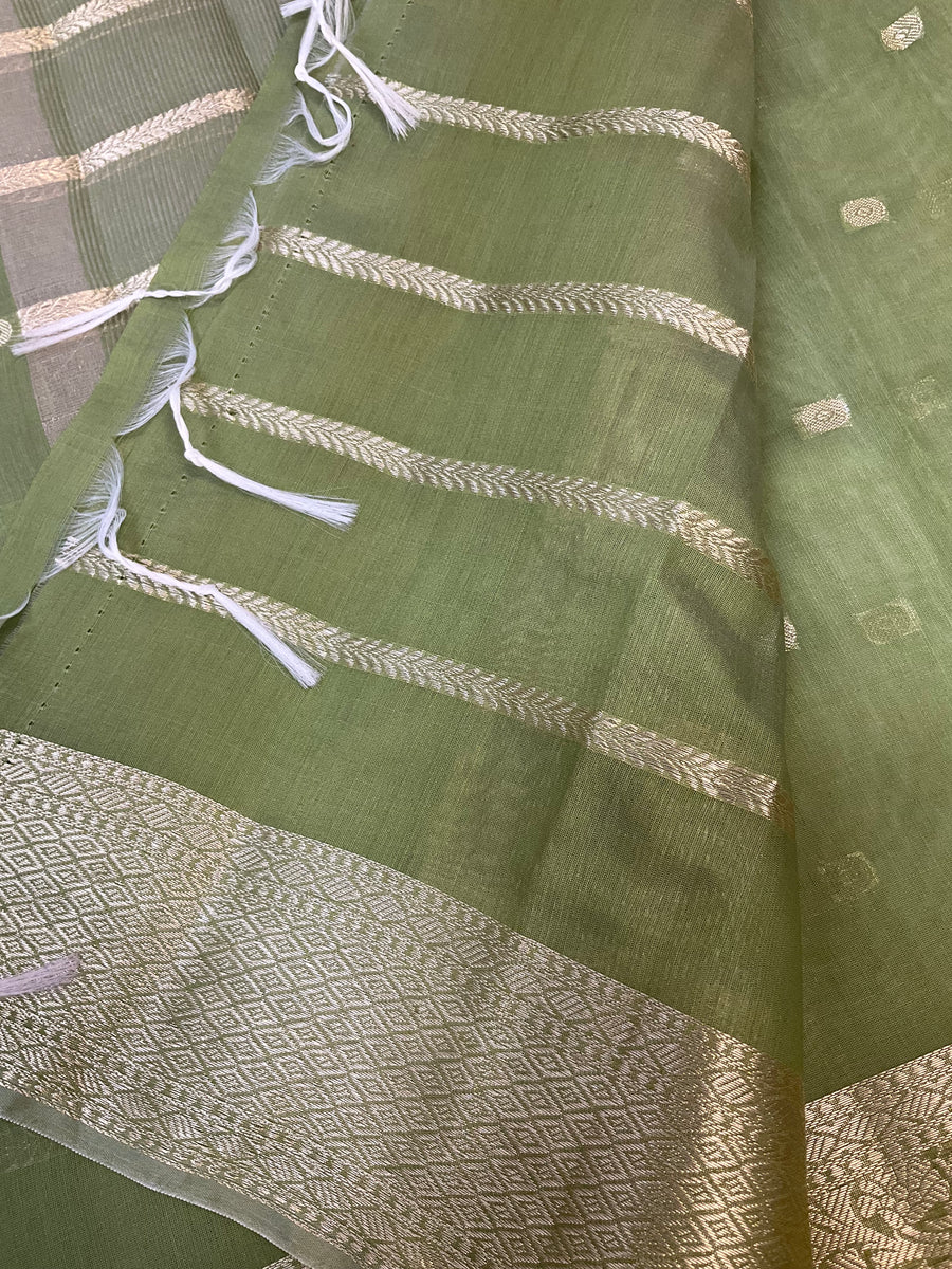 Green Benarasi Cotton Silk Saree