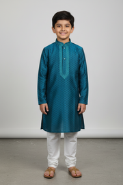 Boys Rama Blue Kurta Pajama Set