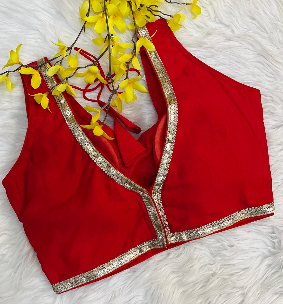 Plain Blouses with Gold Border- Size 38