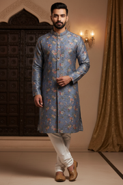 Blue Floral Mens wear kurta set