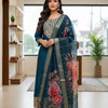 Peacock Blue Party Wear Anarkali Kurti Set - Digital Print Dupatta
