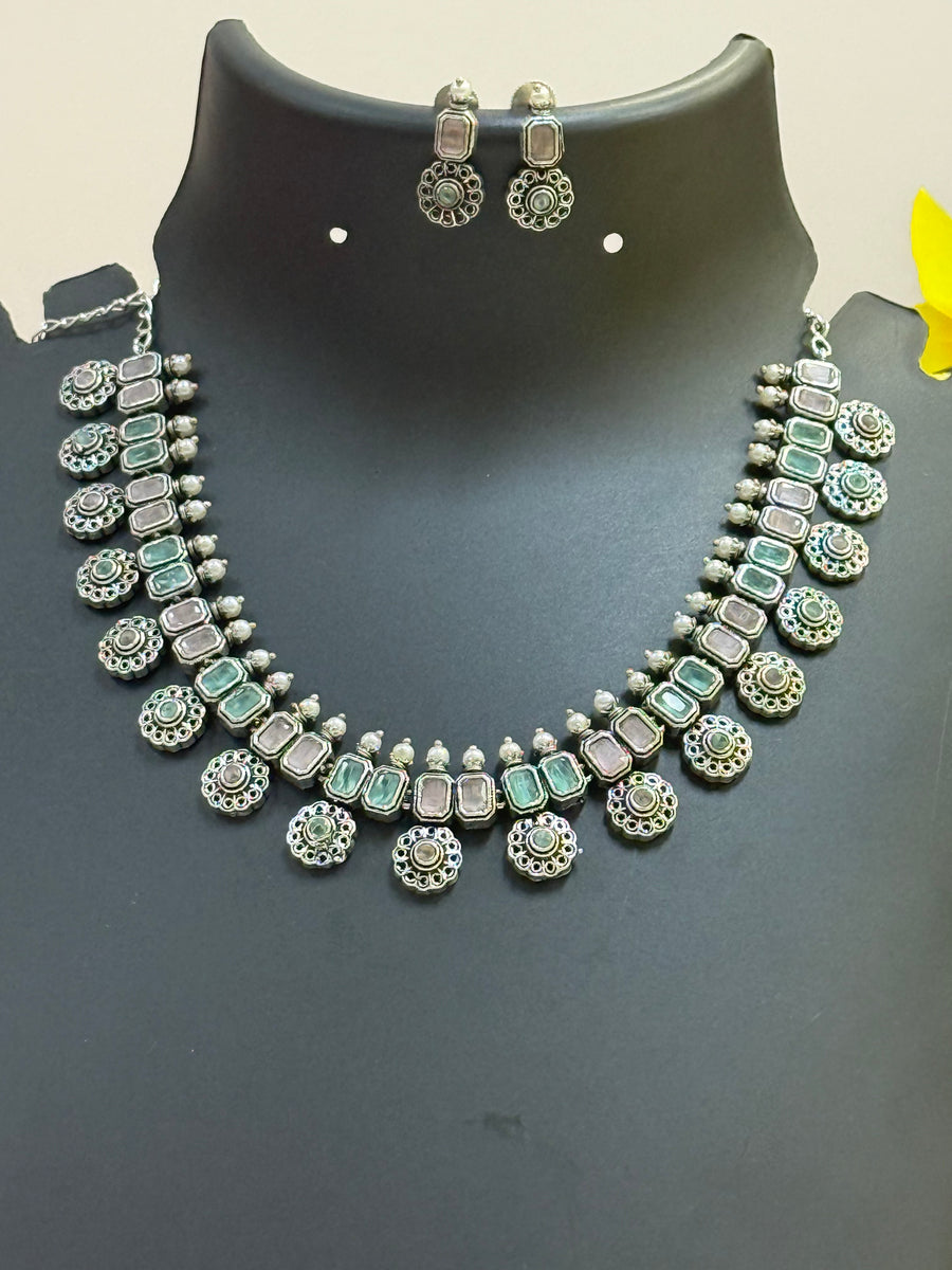 German Silver Pastel Color Necklace set