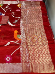 Rust orange Paper Silk saree