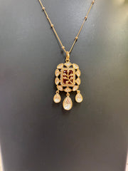 Chain with Kundan pendant set(Red Stone)
