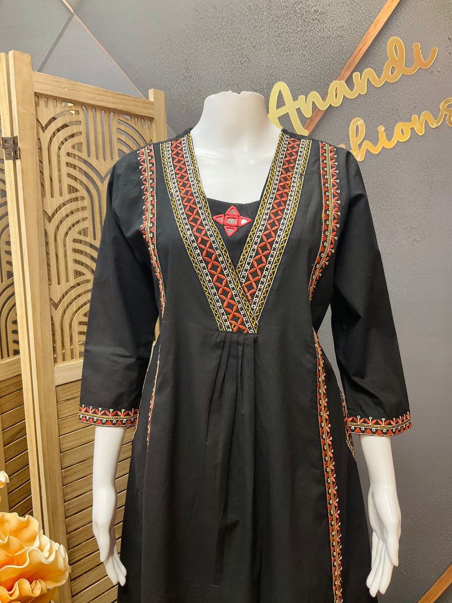 Pure cotton - Black Embroidery Kurti set