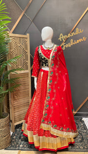 Red Bhandhini Georgette Garba Chaniya choli