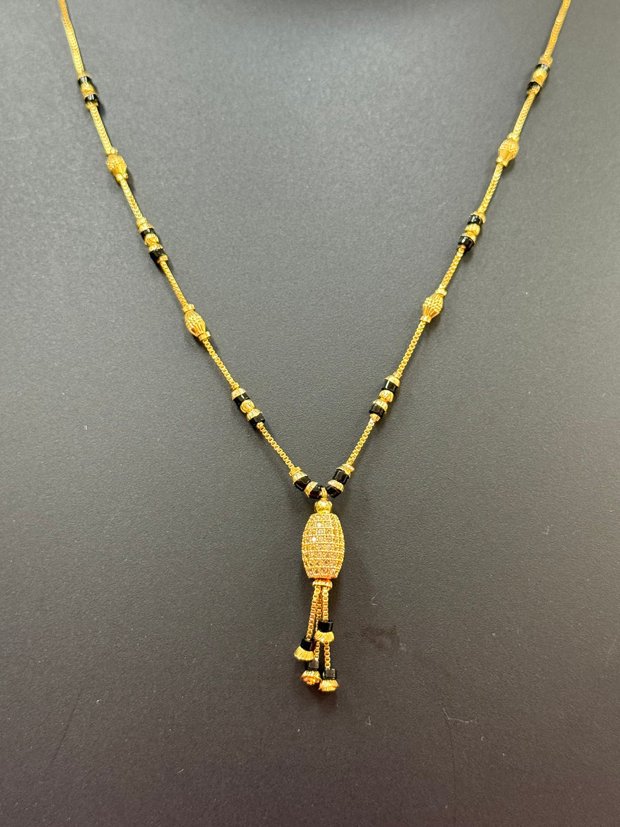 Black Beads Gold Chain Design 2