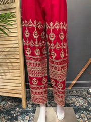 Party Wear Georgette Kurti set- Embroidery Work Pants