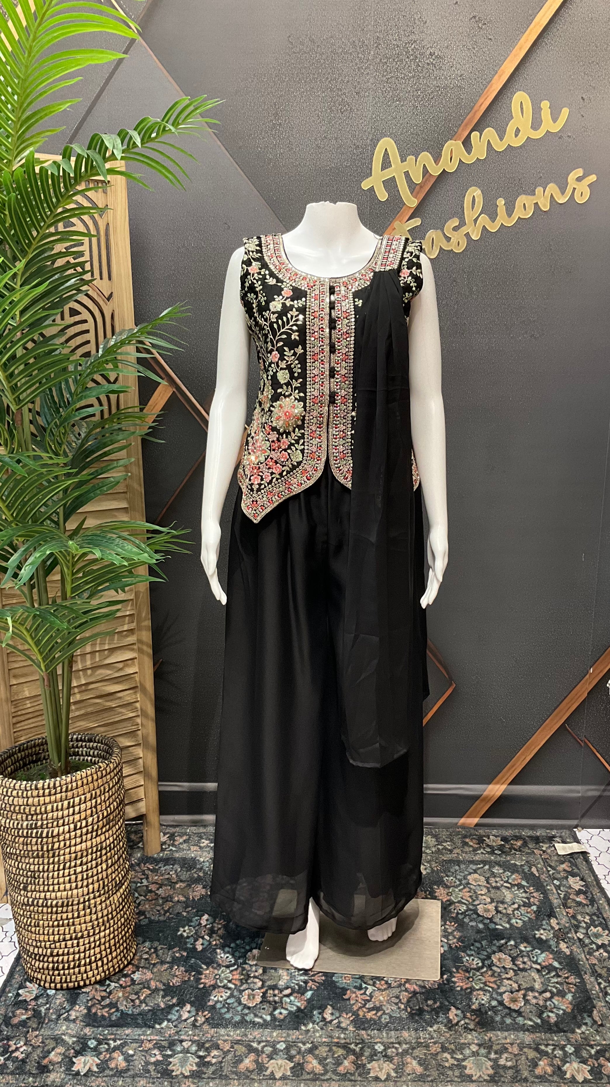 Black - Party Wear Sharara set