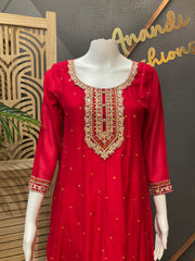 Red Anarkali Party Wear Kurti set
