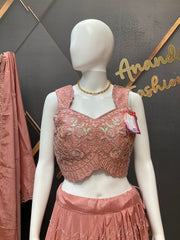 Pastel Pink Lehenga set with Embroidery work