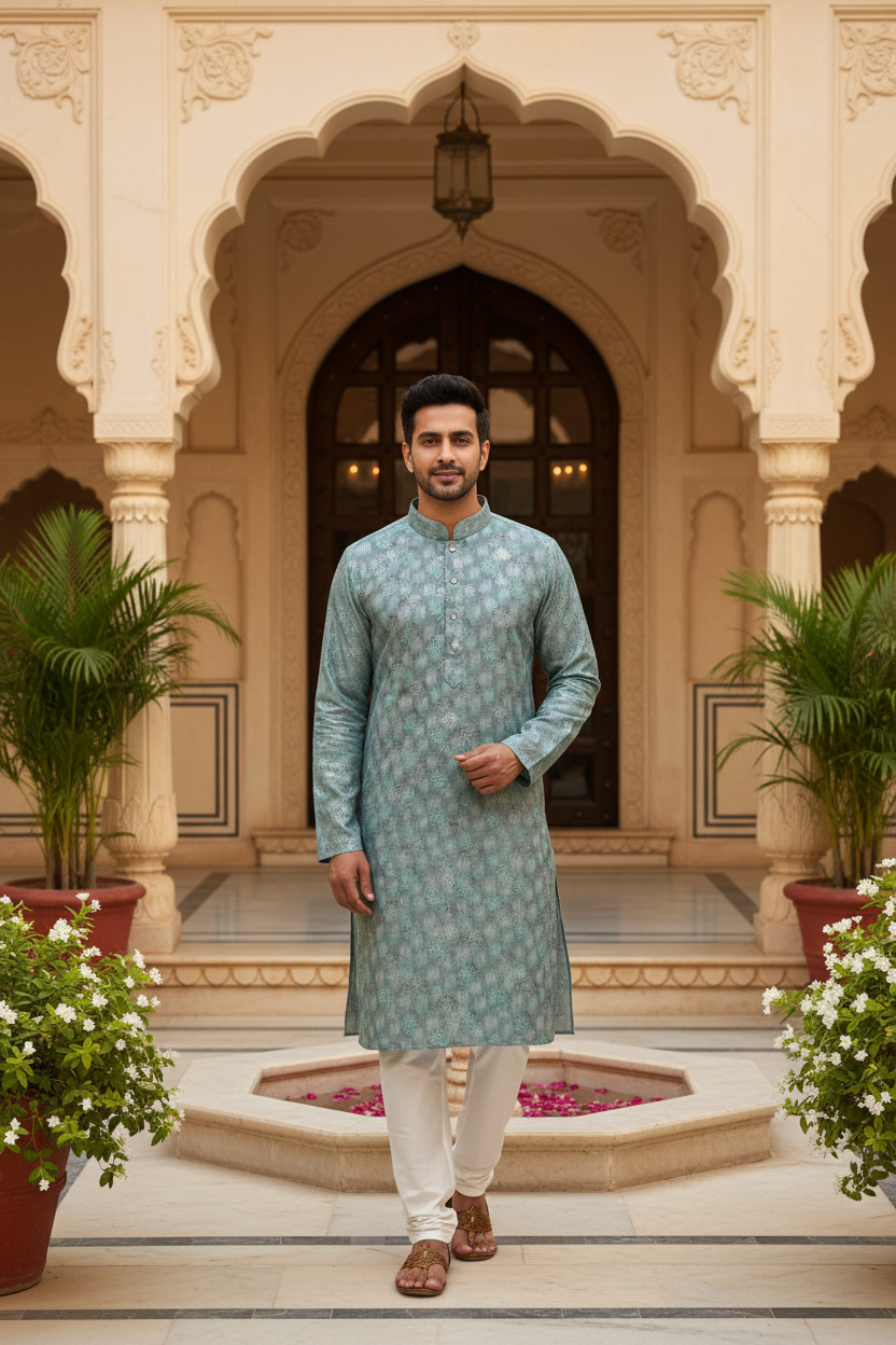 Men’s Embroidered Kurta Set - Mens - Kurta Set - Anandi Fashions