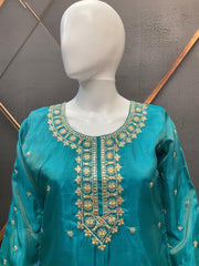 Ocean Rama Party Wear Palazzo Set - Shimmery with Gold Zari