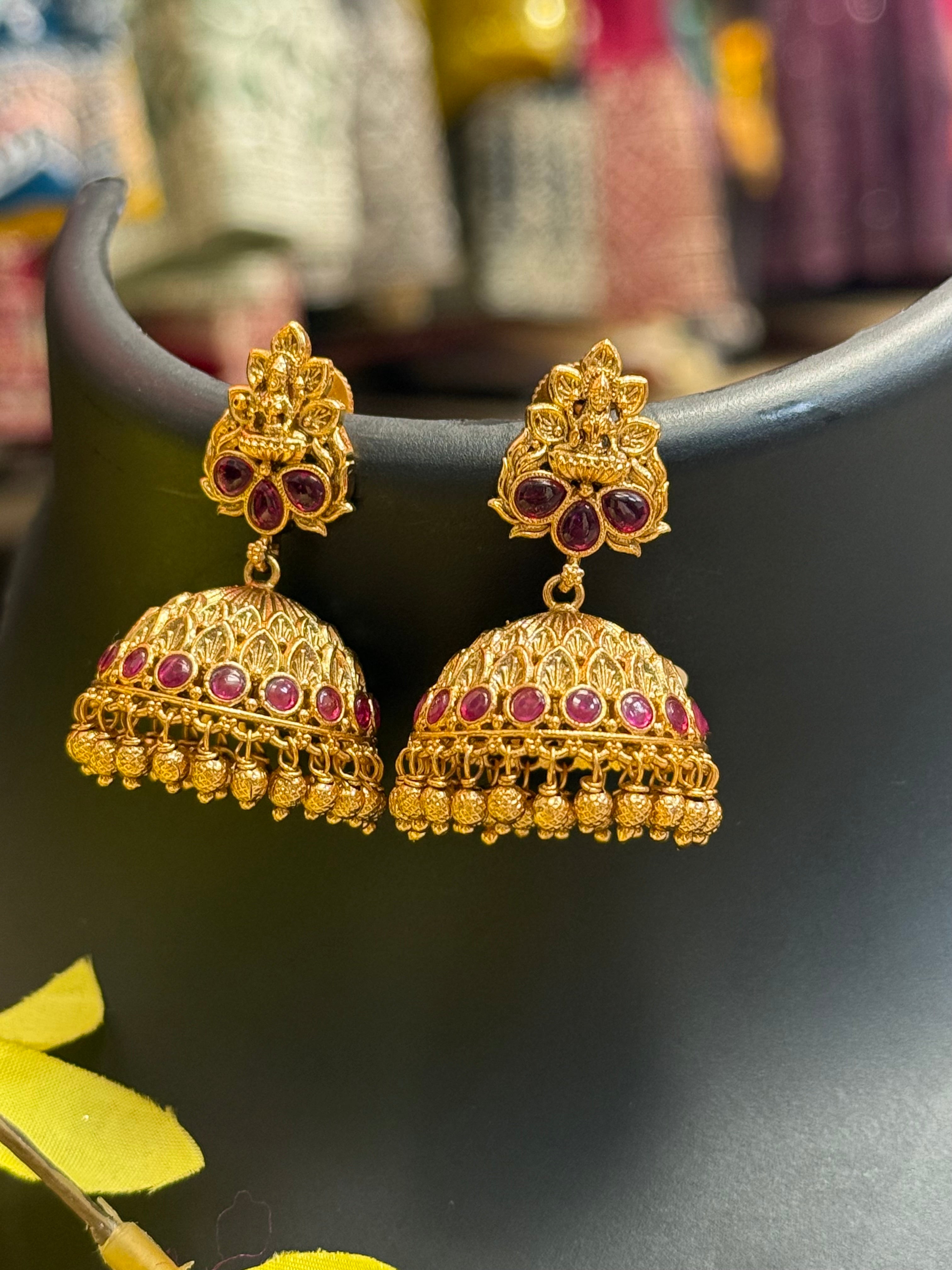 MattFinish Lakshmi Design Jhumkas/Earrings