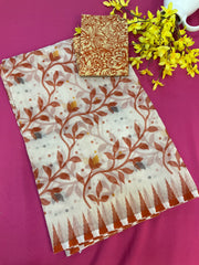 Super Net/ Cotton Printed Sarees