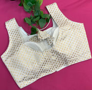 Size 44-Half White Brocade Blouse