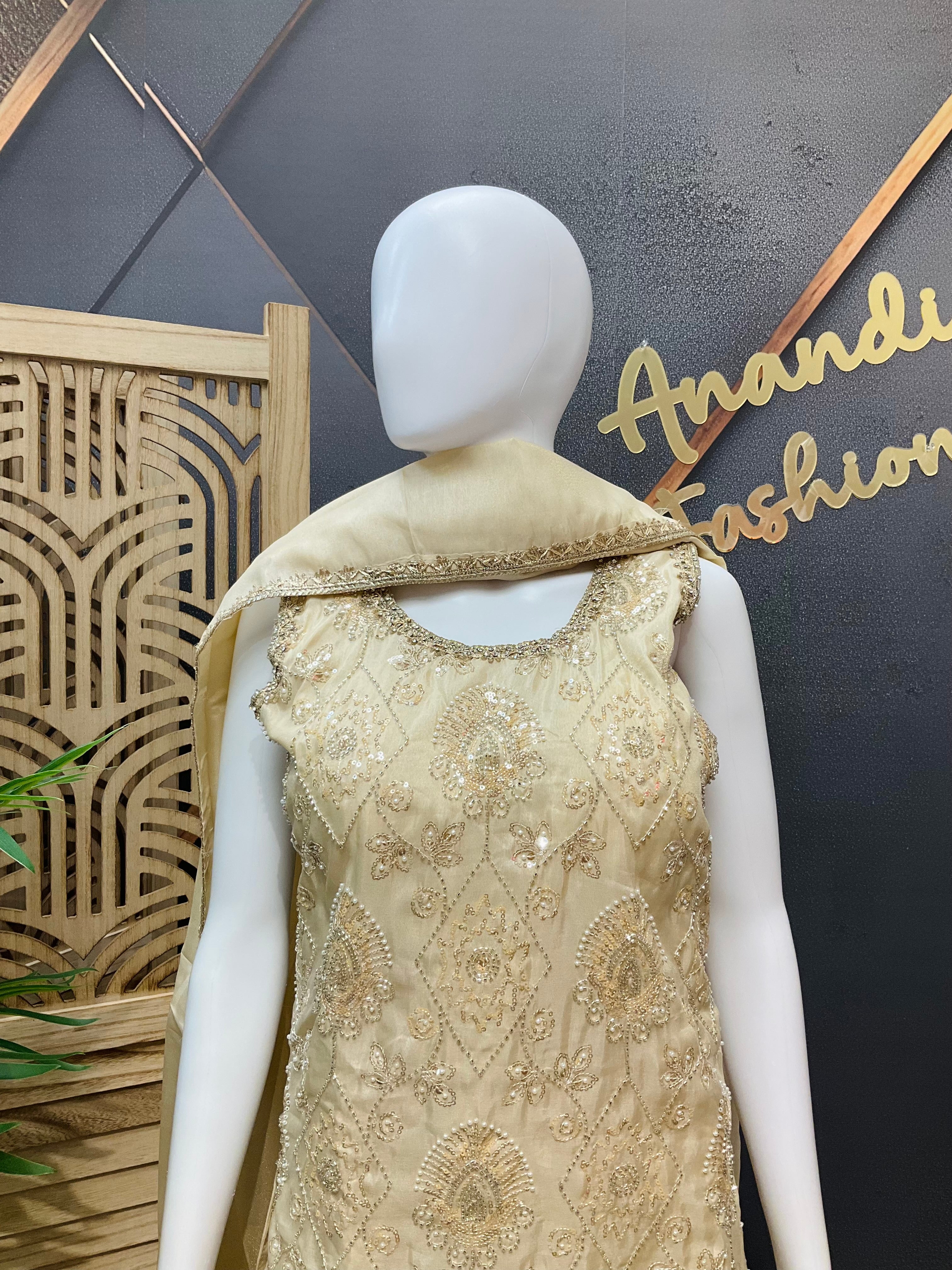 Half White Party Wear Palazzo/Sharara set