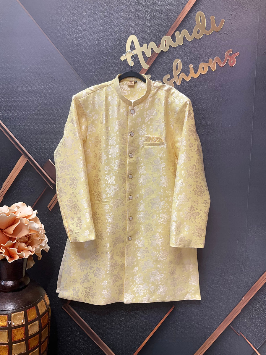 Plus Size Party Wear Yellow Men’s wear  Sherwani set